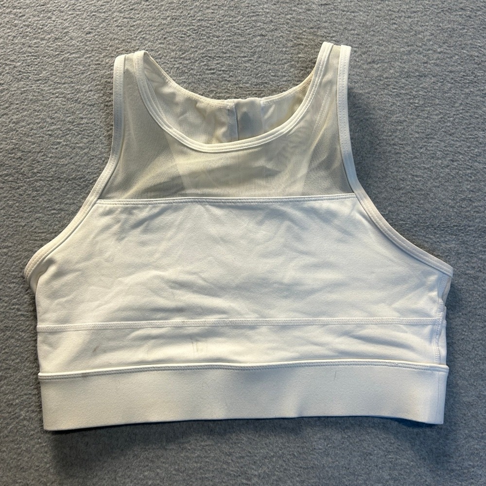 Zyia Active Racerback Sports Bra Womens Medium White Mesh Workout Yoga Gym Wear